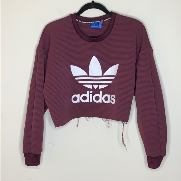 adidas Tops - Adidas | Cropped Raw Hem Sweatshirt